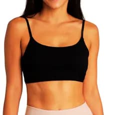 Top de Academia Feminino com Bojo Duplo Poliamida | Top Fitness Alça Fina Suporte Firme Preto
