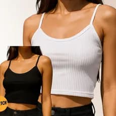 Kit 2 Top Cropped Alcinha Malha Canelada Blusinha Feminina Cropeed Toper Fitness Academia Treino