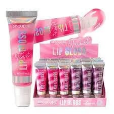 Gloss Labial Hidratante Lip Gloss Twist Morango e Uva Vitamina E SP Colors