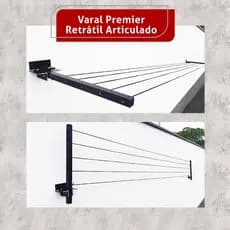 Varal De Parede Dobrável Aluminio Natural 60kg Premier - Bitenfer Varais