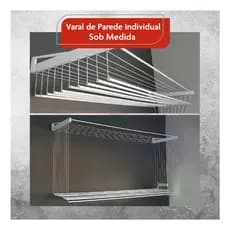 Varal De Parede Individual 6 Varetas Alumínio REFORÇADO Sob Medida - BITENFER VARAIS