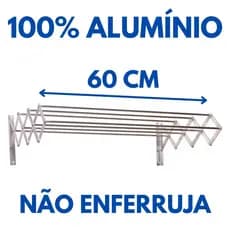 Varal Retrátil de Parede Sanfonado Aluminio 60 cm Não Enferruja - Bitenfer Varais