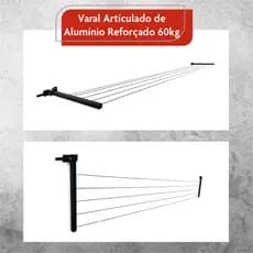 Varal de Parede Articulado Reforçado 60 kg 5 Cordas Prático - Bitenfer Varais
