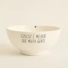 Kit até 2 unidades Bowl Cuscuz Tigela de Porcelana Branca Cuscuz é melhor que muita gente16x7,5 cm