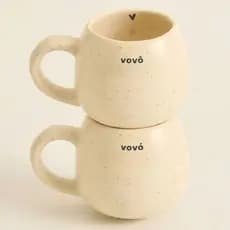 Caneca Vovô e Vovó Artesanal de Cerâmica Presente Oval Bojuda Moon Xícara Grande