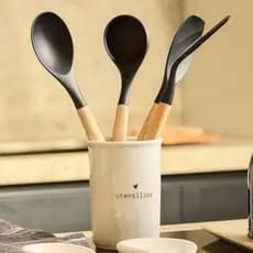 Porta Utensílios Talheres Branco de Porcelana Coração Organização Cozinha Sofisticado