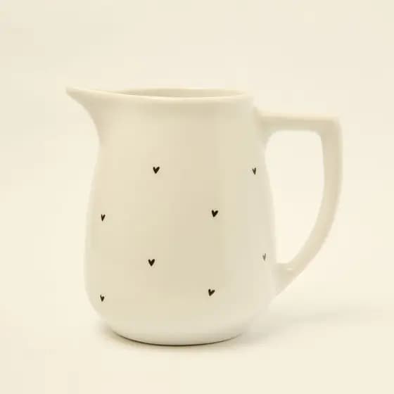 Jarra de Porcelana Leiteira Mini Corações