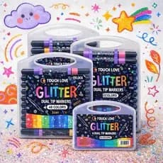 Caneta Dupla Com Glitter Marcadores (12/24/36/48)Cores Vibrantes Caneta De Cabeça Dupla Brilhante Gliter Arte Desenho