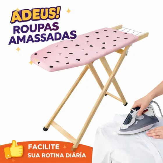 Tábua de Passar Roupas 2 Regulagens de Altura Madeira Resistente