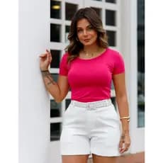 Blusa Feminina Manga Curta Baby Look Viscose Qualidade Academia Trabalhar Esportiva Treino Casual
