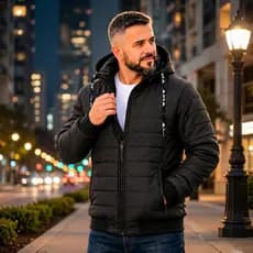 Jaqueta Masculina Forrada por dentro Com Pelo Fleece Pelúcia Puffer Bobojaco Nylon Matelado Bolso