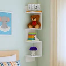 Prateleira De Canto Vertical Estante 80 Cm Preta Branca Nicho Decoração Livros Objetos Quarto Mdf