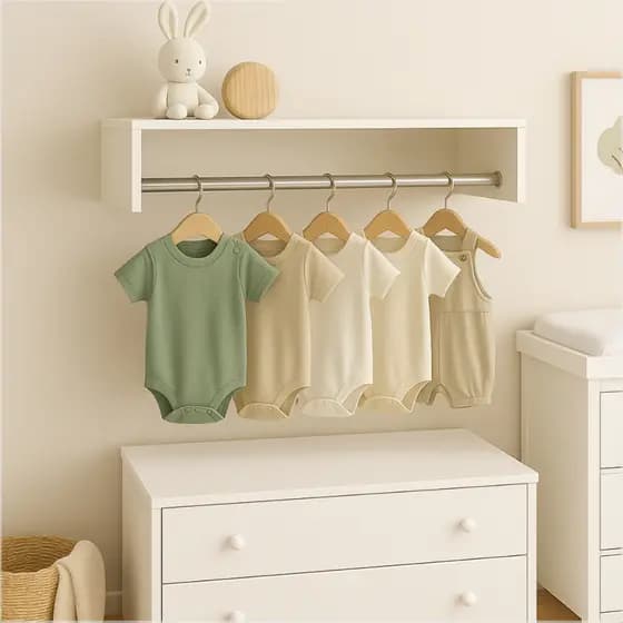 Cabideiro Arara De Roupas Parede Branca Preta Closet Organizador 60 Cm Suspensa Lavanderia Quarto