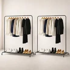Kit 2 Cabideiros de Parede Arara de Roupas Quarto Closet Metal Preto Prateleira Closet Lavanderia