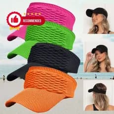 Viseira Feminina de Praia Boné de Piscina Chapéu Tricot Proteção Solar