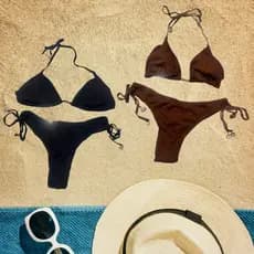 Biquíni Com Pingente Concha do Mar Praia Verão Biquíni Moda Marrom Preto