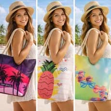 Bolsa de Praia Piscina Verão Viagem Sacola Blogueira Moda Praia Feminina Alça Ombro Dobrável Funcional Elegante