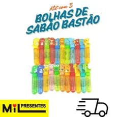 Kit com 5 Bolhas de sabão bastão personagens infantis festa de criança e lembrancinha.