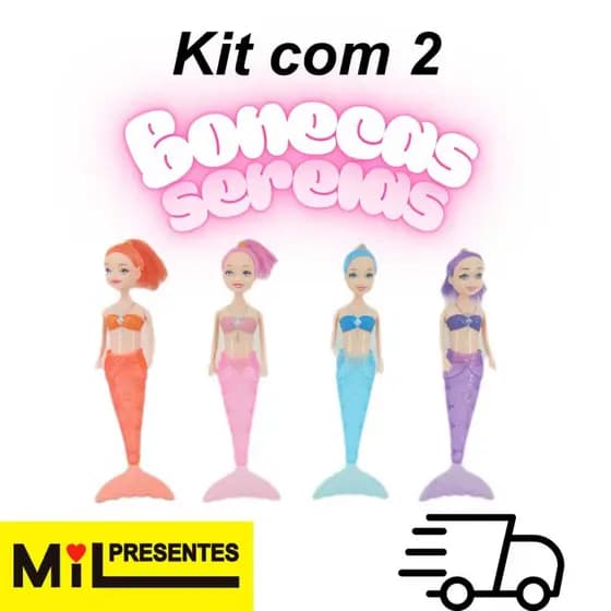 Kit com 2 Bonecas Sereias que acendem a Luz.