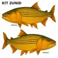 Adesivo Peixe Dourado Rei Do Rio Pesca Fish Gold Kit 2unid