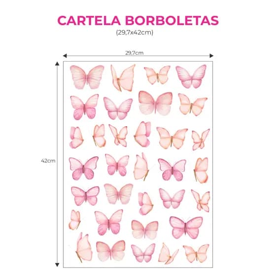 Adesivo de Parede Decorativo Quarto infantil Borboletas e Ursinhos Cartelas Variadas