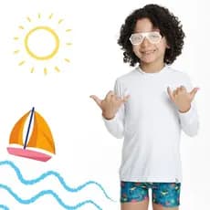 Boxer Infantil Praia Menino Proteção UV Estampado