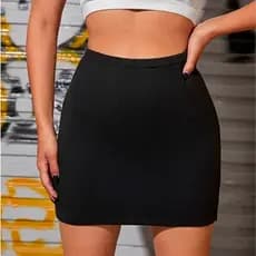 Mini Saia Cintura Alta Preta Feminina