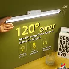 Luminária De Led Sobrepor Bastão Recarregável Sem Fio Com Suporte Magnético E Touch 45cm Rotação 120