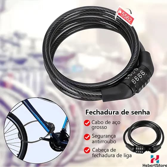 Cadeado De Segurança Bike Moto Estepe Corrente Cabo Cadeado Bloqueador Senha Portão Segurança