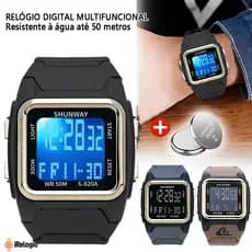 Relógio Masculino Digital De Pulso À Prova D 'Água Eletrônico Esportivo Luminoso Multifuncional Para Pulso Presente Para