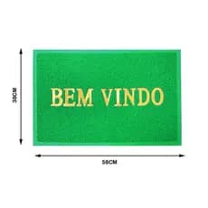 Tapete Capacho Bem-Vindo Emborrachado Anti-Derrapante Verde