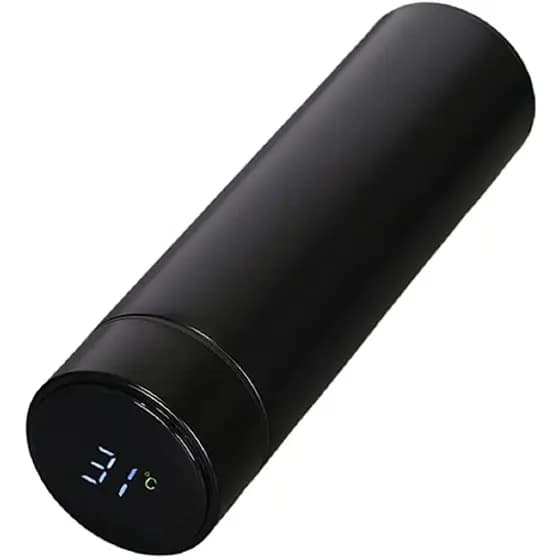 Garrafa LED Térmica Café, Água C/Sensor De Temperatura Preto