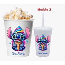 Stitch Kit cinema Copo e Balde de pipoca Personalizado