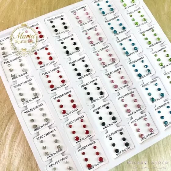 Kit 108 PARES de BRINCOS (36 CARTELA) brincos strass antialérgico acessórios Pérola Bijuteria atacado