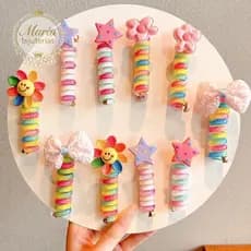 1 a 12  pçs dos desenhos animados corda de cabelo laços de cabelo moda fio de telefone bonito meninas rabo de cavalo