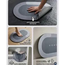 Tapete para Banheiro de Secagem Rápida Absorvente Antiderrapante Ideal para Chuveiro, Cozinha, Varanda