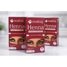 Henna para Sobrancelhas Makiêj Castanho Médio e Escuro 1,5g + 10ml Alta Fixação