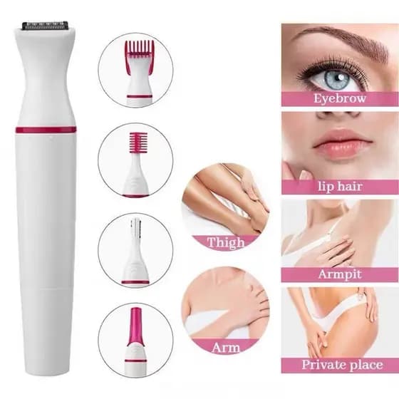 Aparador Depilador Feminino 5 em 1 Recarregável USB Sobrancelha Rosto Nariz Região Íntima Removedor de Pelos Portátil