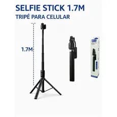 Tripé de bastão de selfie para celular de 1,7 m, controle remoto integrado, portátil