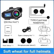 Q58 Max Intercom Bluetooth Para Capacete Moto IP65 Compartilhamento Música Chamadas Hands Free