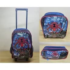 Kit Mochila C Rodas Infantil Difense Hero Lancheira E Estojo IN2340-R