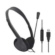 Fone de Ouvido Headset USB c/Microfone Preto Gotech - perfeito para video aulas e home office