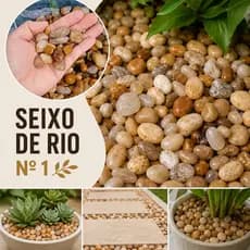 Seixo Cascalho de Rio N1 Pequeno Médio – Pedra Natural Arredondada Ideal Para Jardins Vasos Decoração