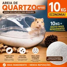 10Kg Areia de Quartzo N00 Extra Fina Atóxica Banho Seco para Higiene de Hamster e outros Roedores