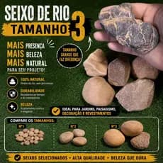 Seixo de Rio Nº3 Tamanho Grande Pedra Natural para Jardim Paisagismo e Vasos