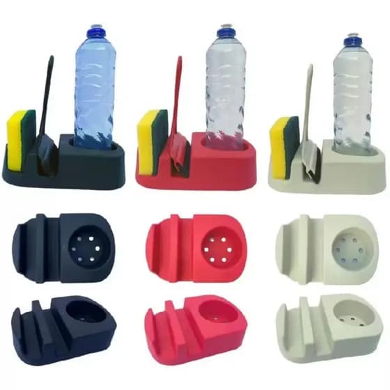 Porta Detergente e Porta Esponja com Rodinho | Kit Pia | Organizador de Cozinha