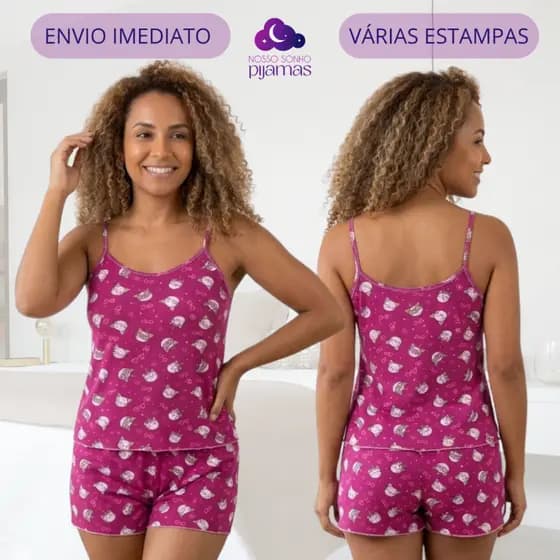 Pijama Baby Doll Feminino em Malha Suede / Conjunto Feminino Short Doll Confortavel Feminino Pijamas