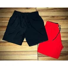 Kit 02 Bermudas Mauricinho Preta e Vermelha Básicas Sem Logo - Lisa - Pronta Entrega Do P ao GG