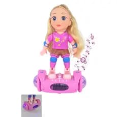 Boneca Overboard Som Skate Brinquedo Menina Rosa Luzes Girar