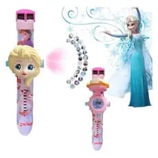 Relógio Infantil Frozen Elza Projetor De 24 Imagens